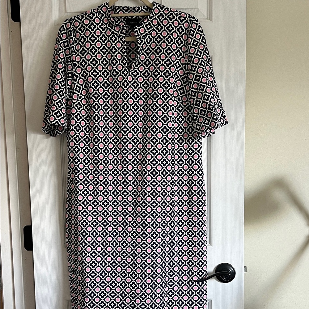 Navy and Pink Geometric Shift Dress